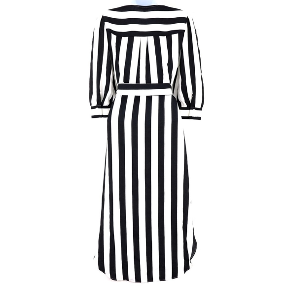Bar III Striped Wrap Dress black and white - Picture 2 of 7